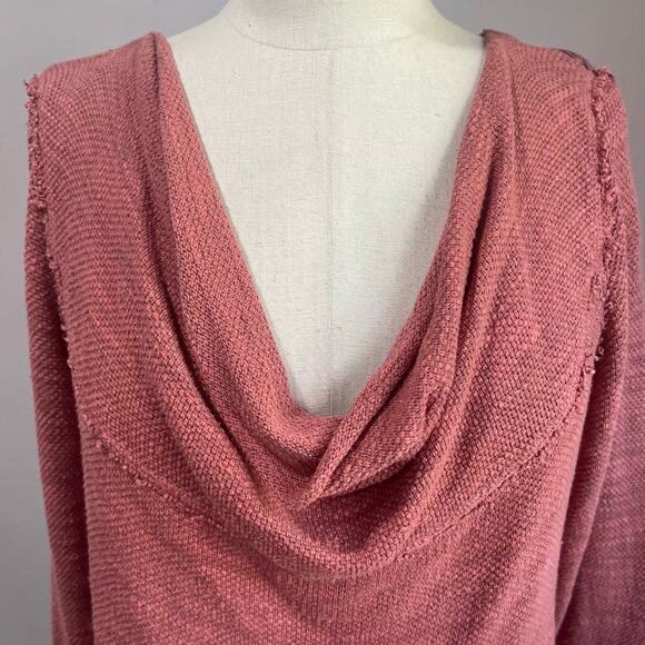 Soft Surroundings Pink Cowl Neck Knit Sweater Dress Size Large Boho Chic - Picture 4 of 10